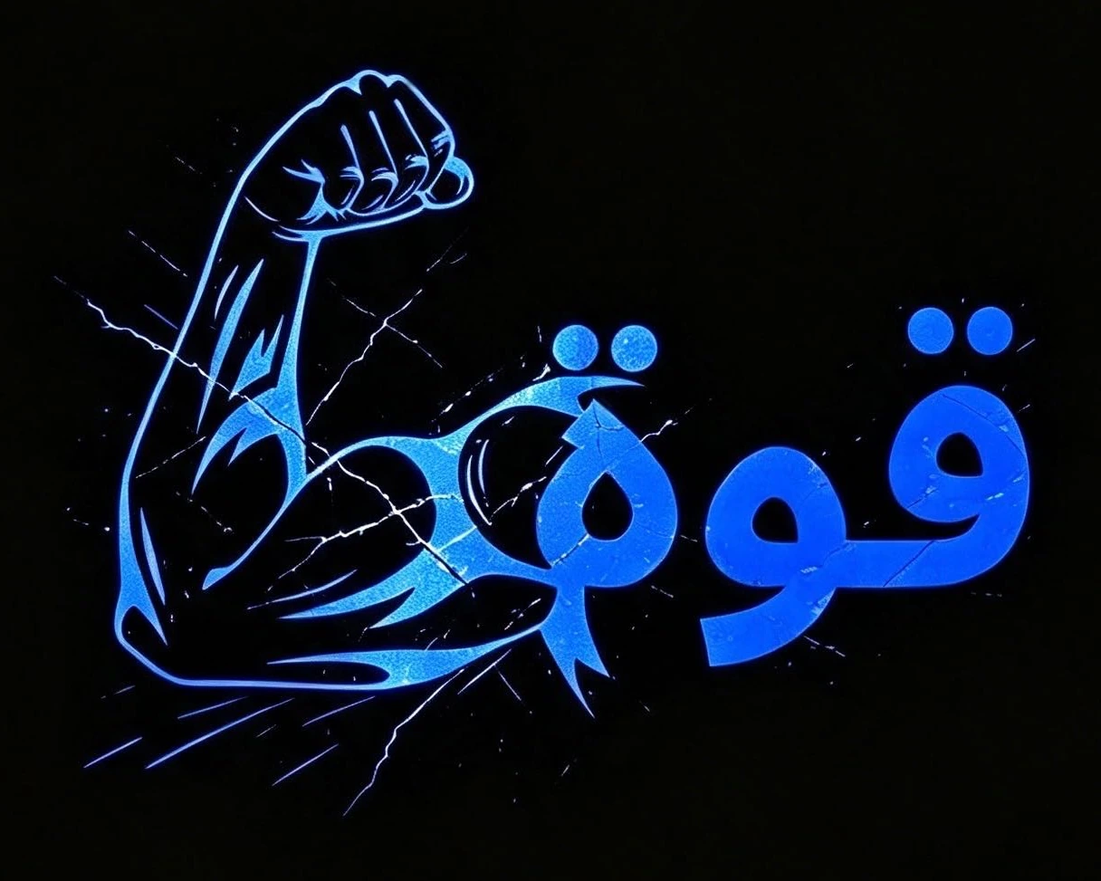 Electric blue Quwwah strength graphic